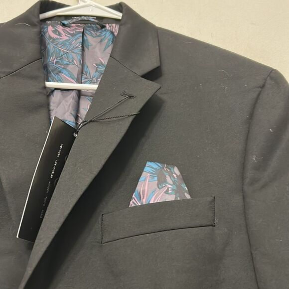 Sean John Black Suit Jacket with leaf pattern interior Size 42 Regular New - Picture 3 of 10